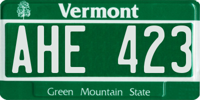 VT license plate AHE423