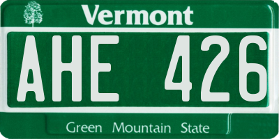 VT license plate AHE426