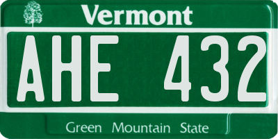 VT license plate AHE432
