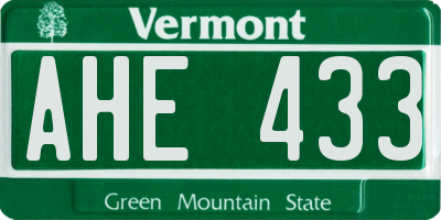 VT license plate AHE433