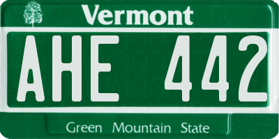 VT license plate AHE442