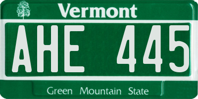 VT license plate AHE445