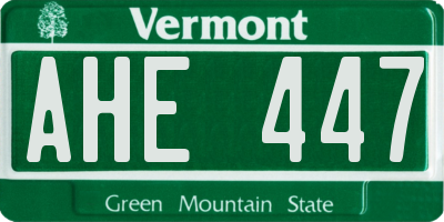 VT license plate AHE447