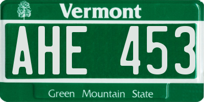 VT license plate AHE453