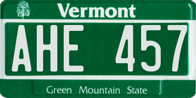 VT license plate AHE457