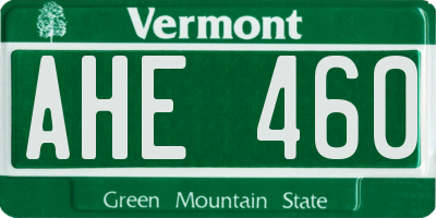 VT license plate AHE460