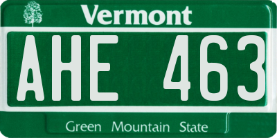 VT license plate AHE463