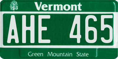 VT license plate AHE465
