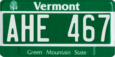 VT license plate AHE467