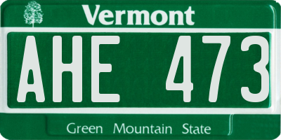 VT license plate AHE473