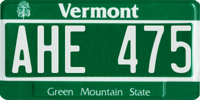 VT license plate AHE475