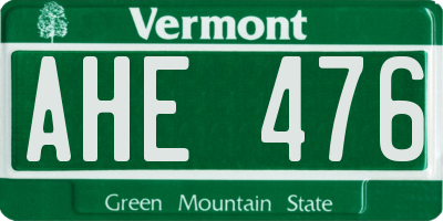 VT license plate AHE476
