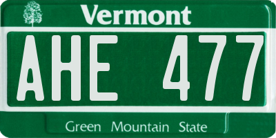 VT license plate AHE477