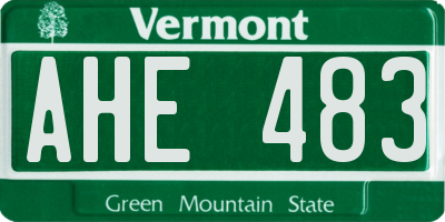 VT license plate AHE483