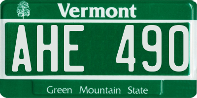 VT license plate AHE490