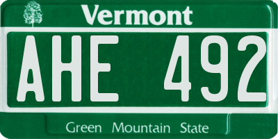VT license plate AHE492