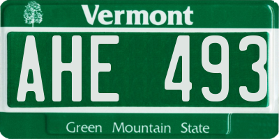VT license plate AHE493