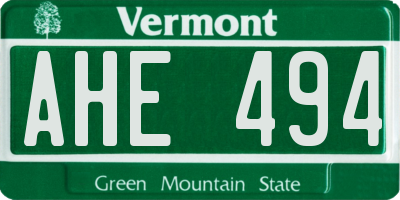VT license plate AHE494