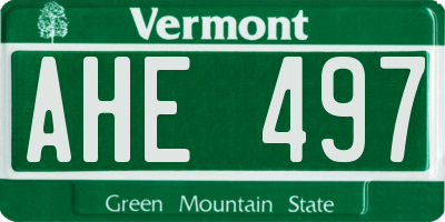 VT license plate AHE497