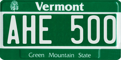 VT license plate AHE500