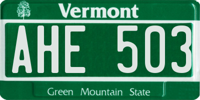 VT license plate AHE503