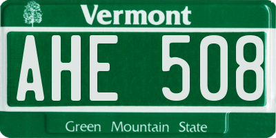 VT license plate AHE508
