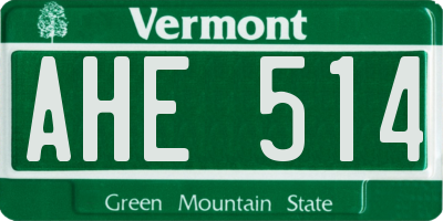 VT license plate AHE514