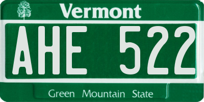 VT license plate AHE522