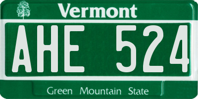VT license plate AHE524