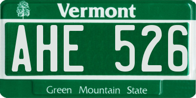VT license plate AHE526