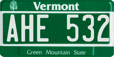 VT license plate AHE532