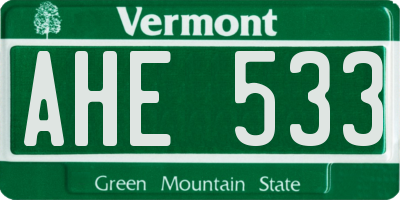 VT license plate AHE533