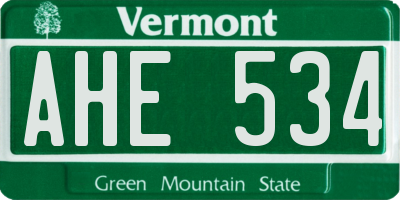 VT license plate AHE534