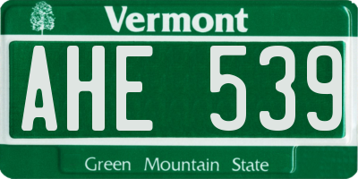 VT license plate AHE539