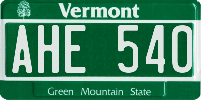 VT license plate AHE540