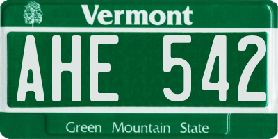 VT license plate AHE542