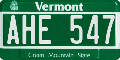 VT license plate AHE547