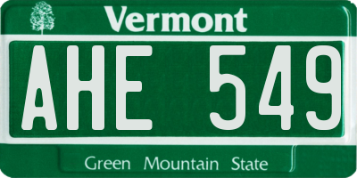 VT license plate AHE549