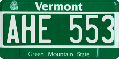VT license plate AHE553