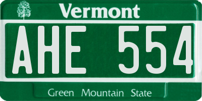 VT license plate AHE554