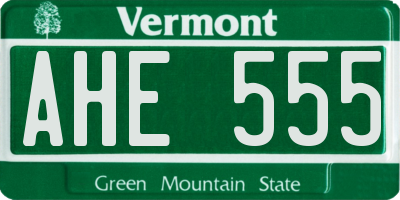 VT license plate AHE555