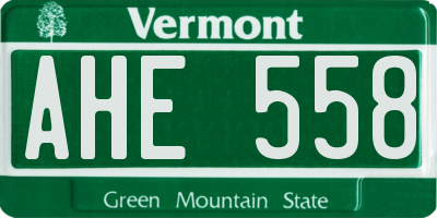 VT license plate AHE558