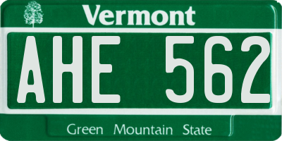 VT license plate AHE562