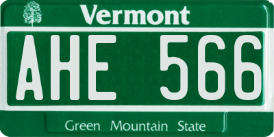VT license plate AHE566