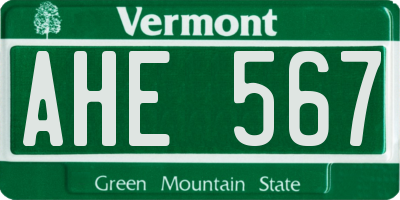 VT license plate AHE567