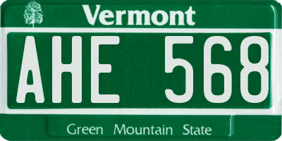 VT license plate AHE568