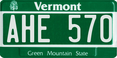 VT license plate AHE570