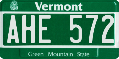 VT license plate AHE572