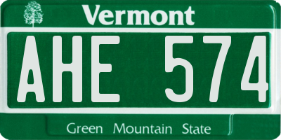 VT license plate AHE574