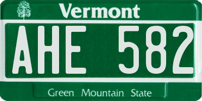 VT license plate AHE582
